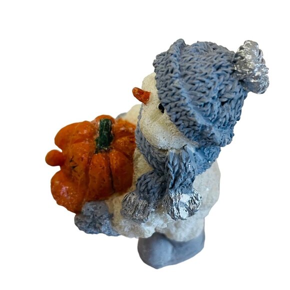 Adorable Snowman With Pumpkin Collectible Figurine - Winter Wonderland Humor 3" - Picture 2 of 5